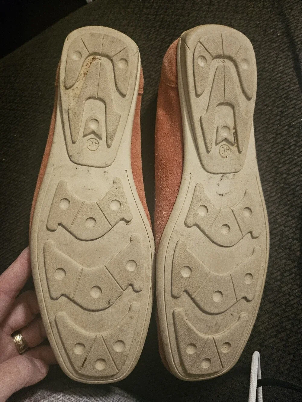 Unisex Suede Slip-On Loafers in Rust with Navy Trim 40- 9.5 Wm, 7 M